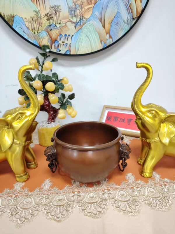 Copper Forbidden City Lion Head Cylinder Ornaments Auspicious Crafts Home Office Copper Cylinder Decorations - Image 4