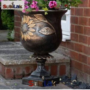 Outdoor Garden Sunflower Large Bronze Flower Pot Sculpture