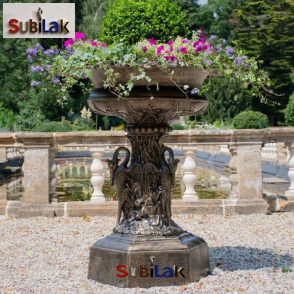 Outdoor Garden Sunflower Large Bronze Flower Pot Sculpture - Image 2