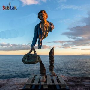 Outdoor park bronze abstract figure sculpture