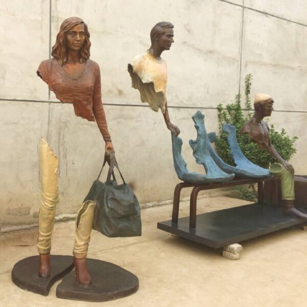 Outdoor park bronze abstract figure sculpture - Image 2