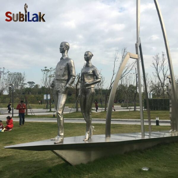 Outdoor park stainless steel figure statue - Image 3