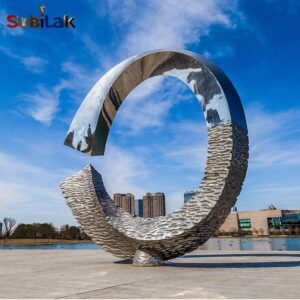 Outdoor Square Stainless Steel Large Abstract Ring Sculpture