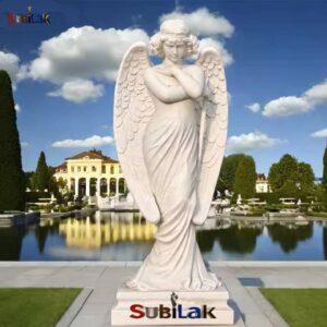 White marble angel sculpture