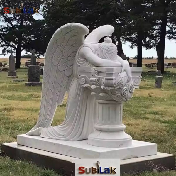 White marble angel sculpture - Image 2