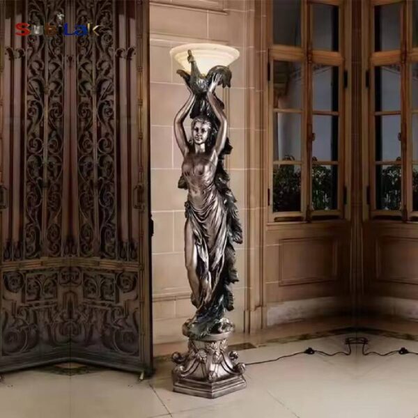 Design both decorative and functional art bronze sculpture floor lamps