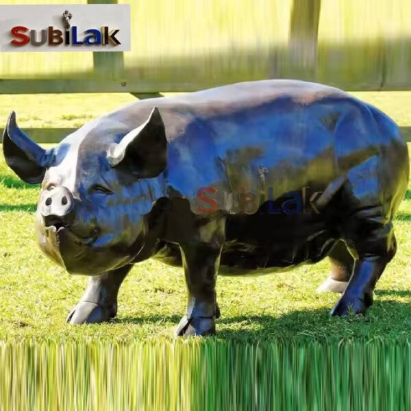 Outdoor Large Brushed Gold Bronze Sitting Pig Sculpture Garden Decoration Statue Decoration - Image 2