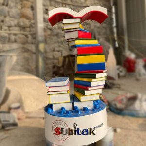 FRP simulation book sculptures, book mountain Library campus decoration, learning-themed book scrolls, letters and book ornaments