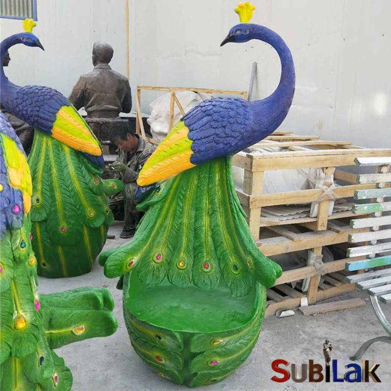 outdoor fiberglass peacock sculpture in the park - Image 5
