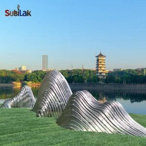 Outdoor park stainless steel rockery sculpture