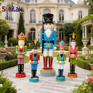 Brightly colored Nutcracker Soldier fiberglass statue for park playgrounds