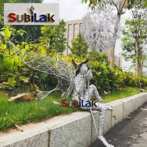 Stainless Steel Wire Woven Elf Fairy Theme Sculpture
