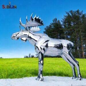 Giant Large Size Mirror Polished Wildlife Animal Sculpture Stainless Steel Moose Statue