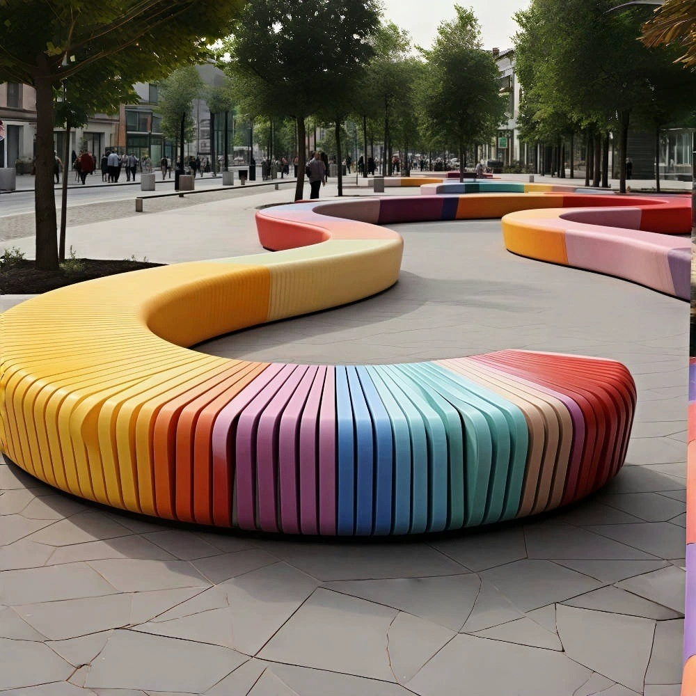 Fiberglass Tree Pit Seats, Landscape Planters, Creative Outdoor Mall Rest Areas, Long Fiberglass Benches - Image 2
