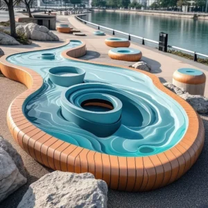 Fiberglass Tree Pit Seats, Landscape Planters, Creative Outdoor Mall Rest Areas, Long Fiberglass Benches
