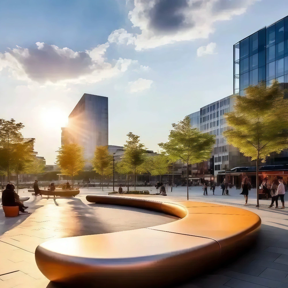 Fiberglass Tree Pit Seats, Landscape Planters, Creative Outdoor Mall Rest Areas, Long Fiberglass Benches - Image 5