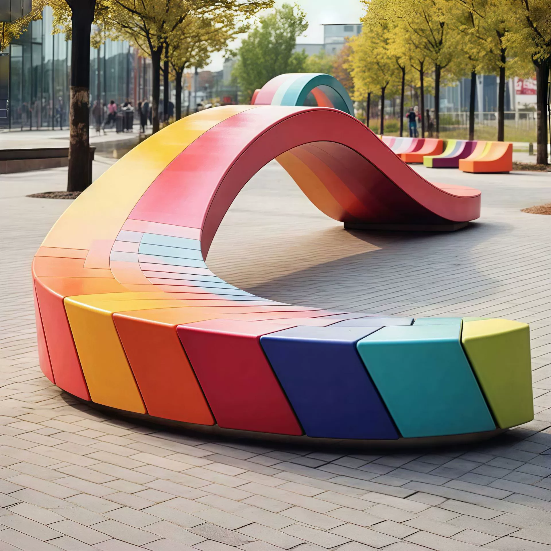 Fiberglass Tree Pit Seats, Landscape Planters, Creative Outdoor Mall Rest Areas, Long Fiberglass Benches - Image 4