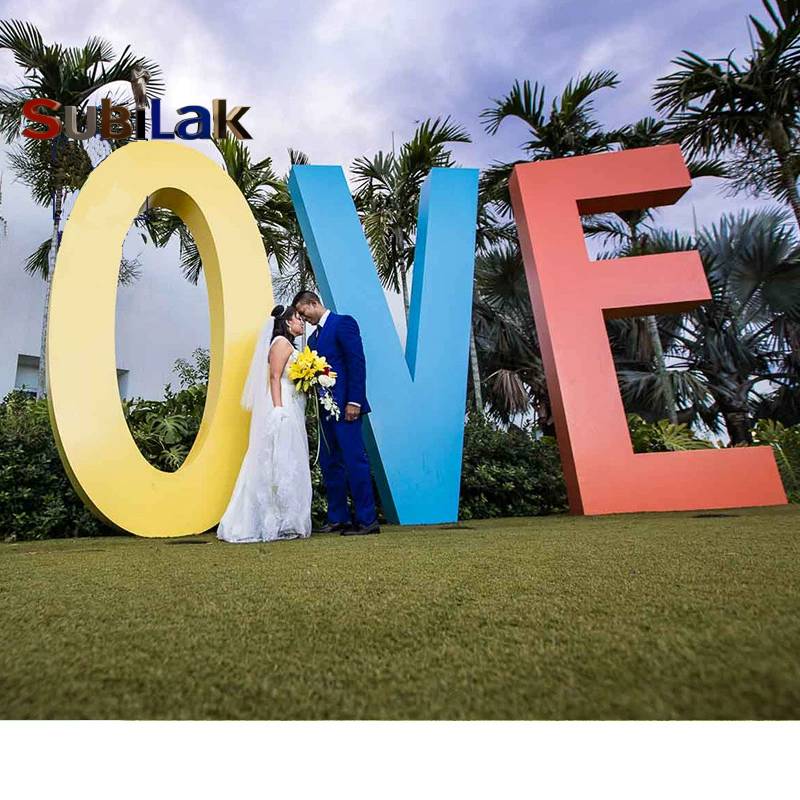 Outdoor Fiberglass Sculpture: LOVE Theme Square Park Ornament - Image 6